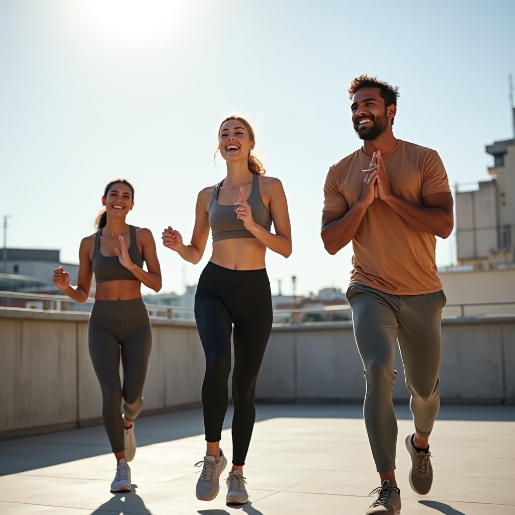 Group of people engaged in light movement exercises outdoors
